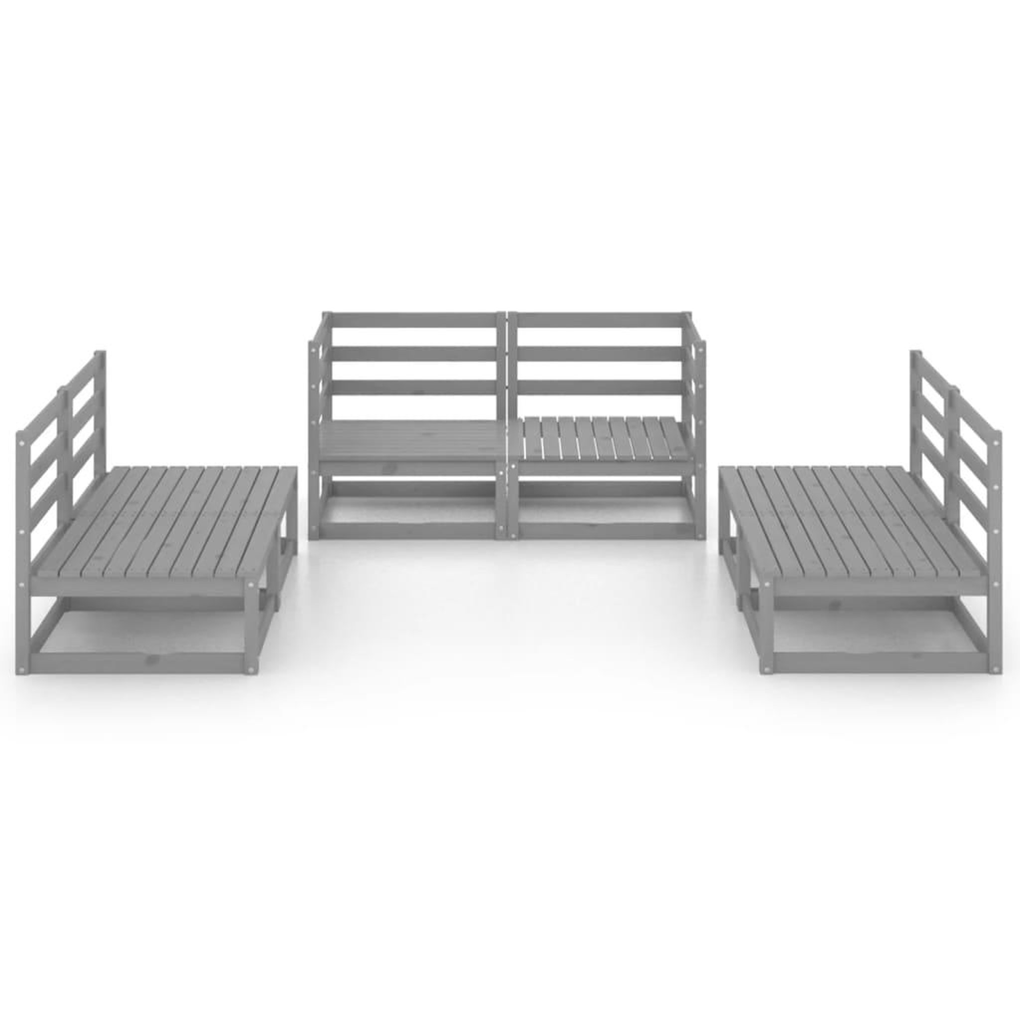 Voir la diapositive 3 : VIDAXL Salon de jardin 6 pcs gris bois de pin massif