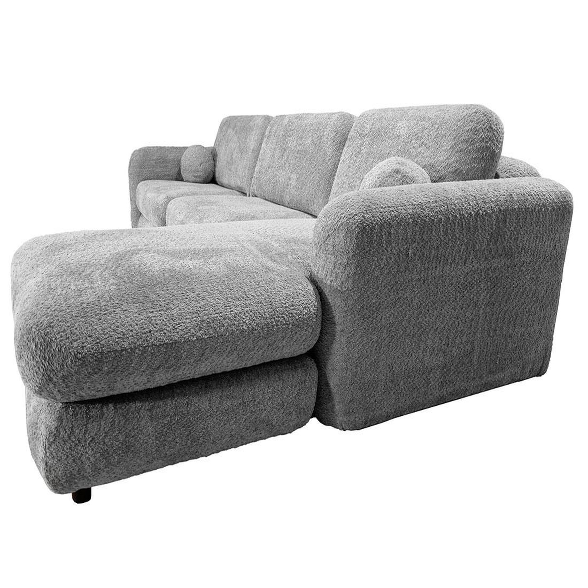 Voir la diapositive 3 : BEST MOBILIER Rachel - canapé d'angle droit 4 places en tissu bouclette