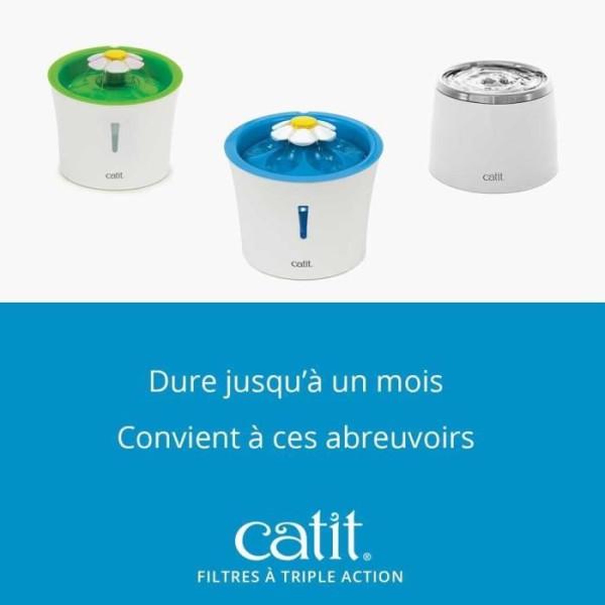 Voir la diapositive 4 : MARKET24 Filtre - Catit - Triple Action - Pack de 12 - Eau propre - Prévention maladies urinaires
