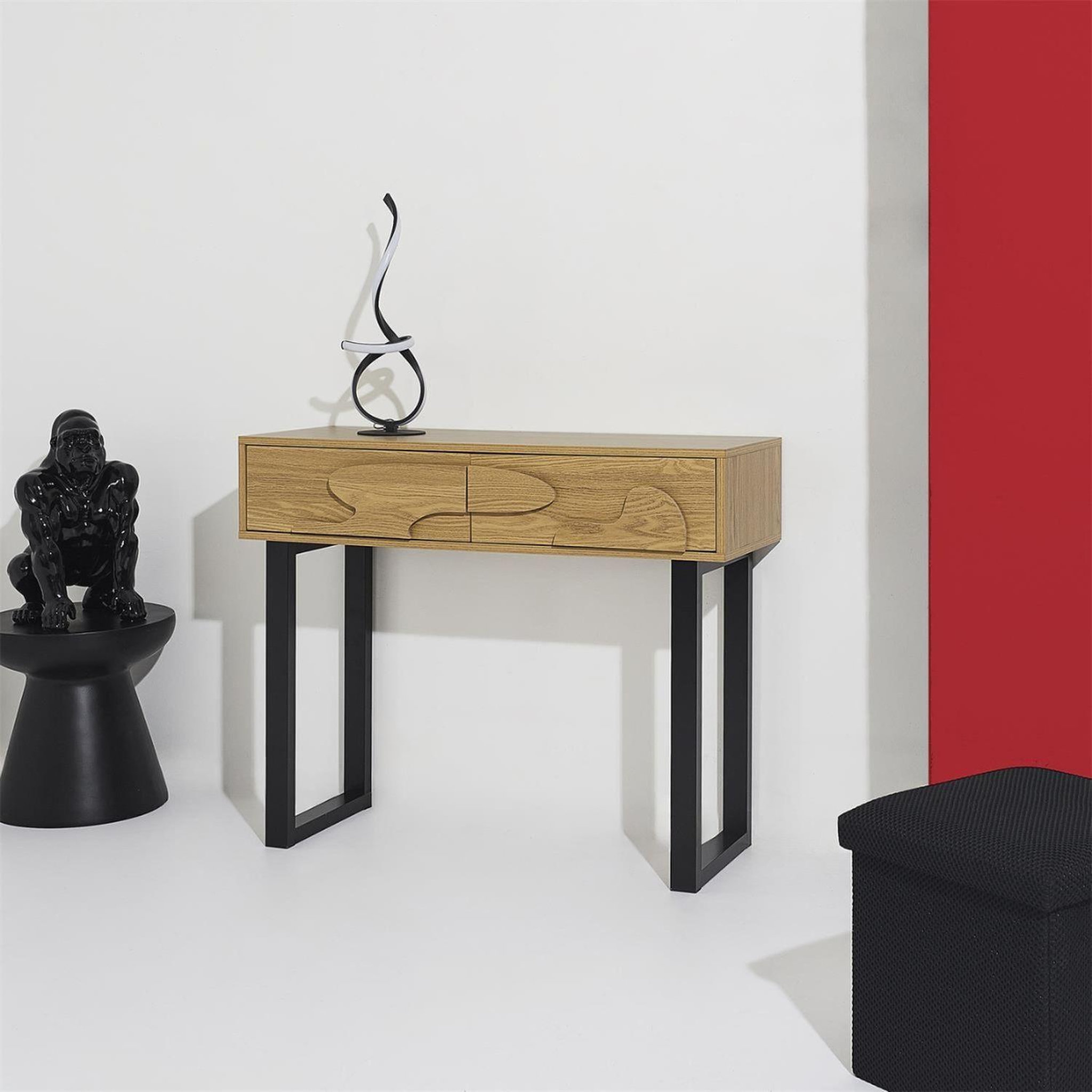Voir la diapositive 5 : The Home Deco Factory Console 2 tiroirs calypso - beige