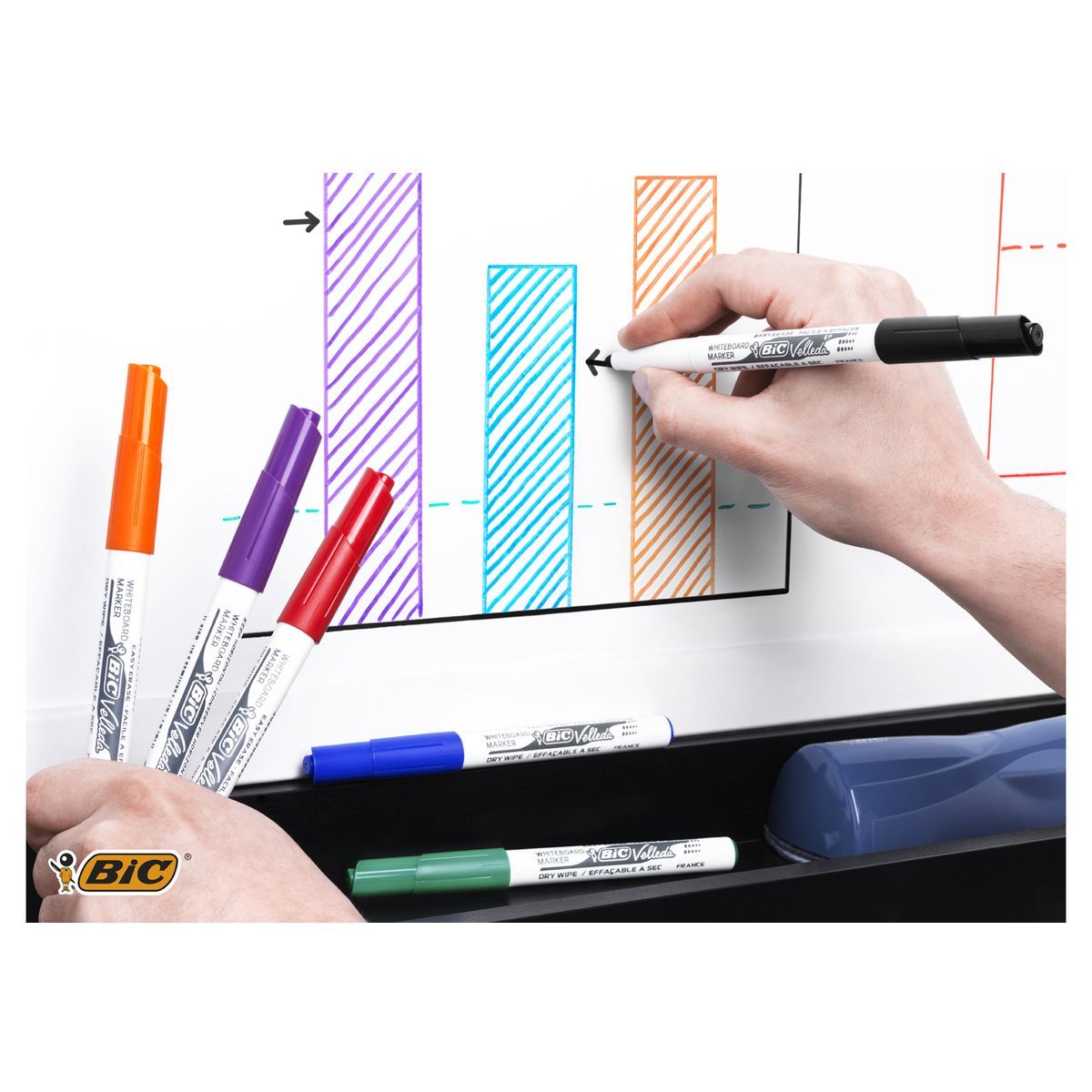 BIC Marqueur pour tableau blanc effaçable à sec pointe moyenne VELLEDA noir