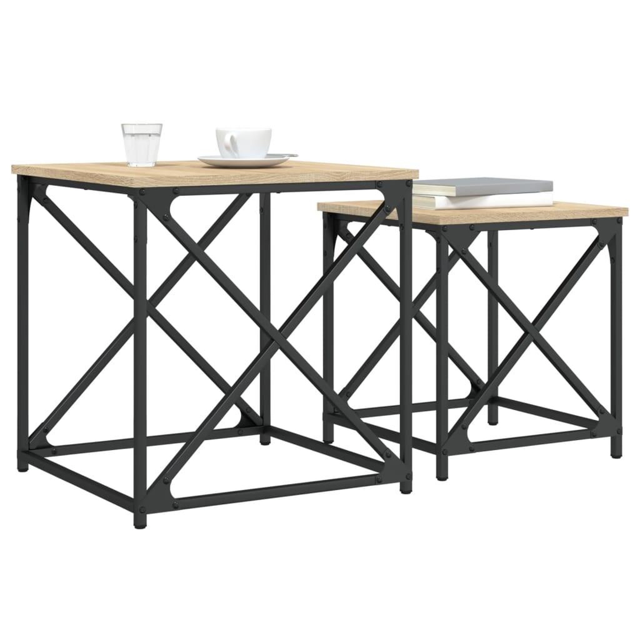 Voir la diapositive 4 : VIDAXL Tables basses gigognes 2 pcs chene sonoma bois d'ingenierie