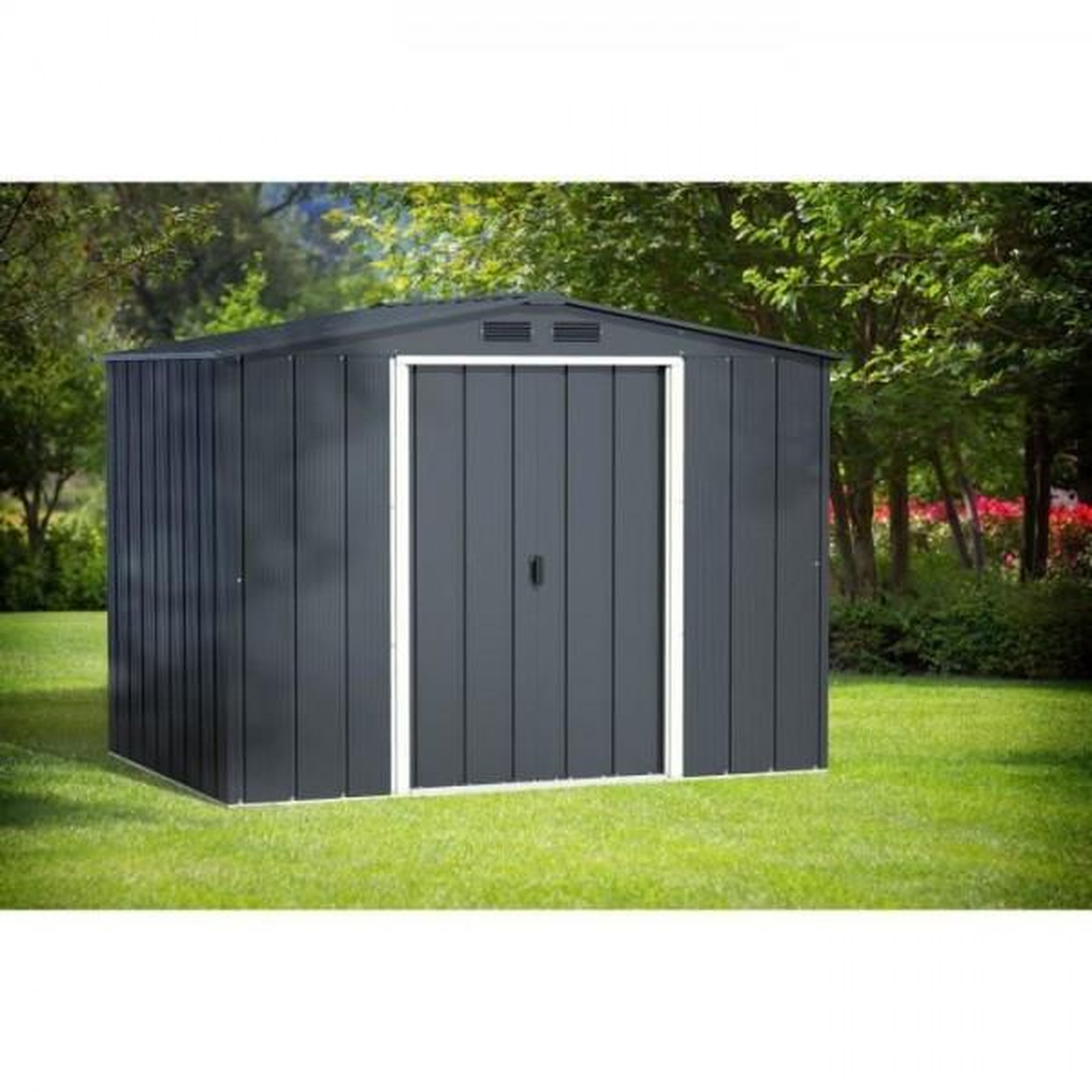 Voir la diapositive 3 : MARKET24 Abri de jardin en métal 4,77 m2 - DURAMAX - Kit d'ancrage inclus - Gris anthracite