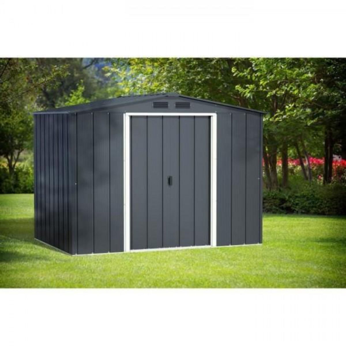 MARKET24 Abri de jardin en métal 4,77 m2 - DURAMAX - Kit d'ancrage inclus - Gris anthracite