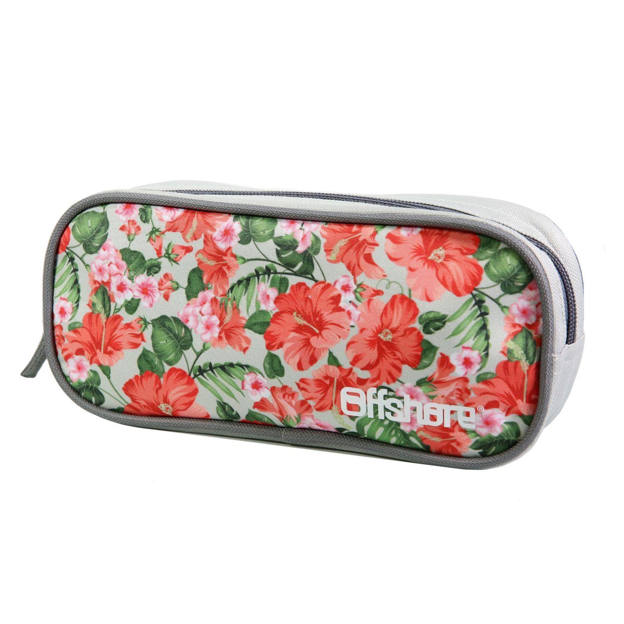 Voir la diapositive 2 : Bagtrotter BAGTROTTER Trousse scolaire rectangulaire Offshore Grise Fleurs