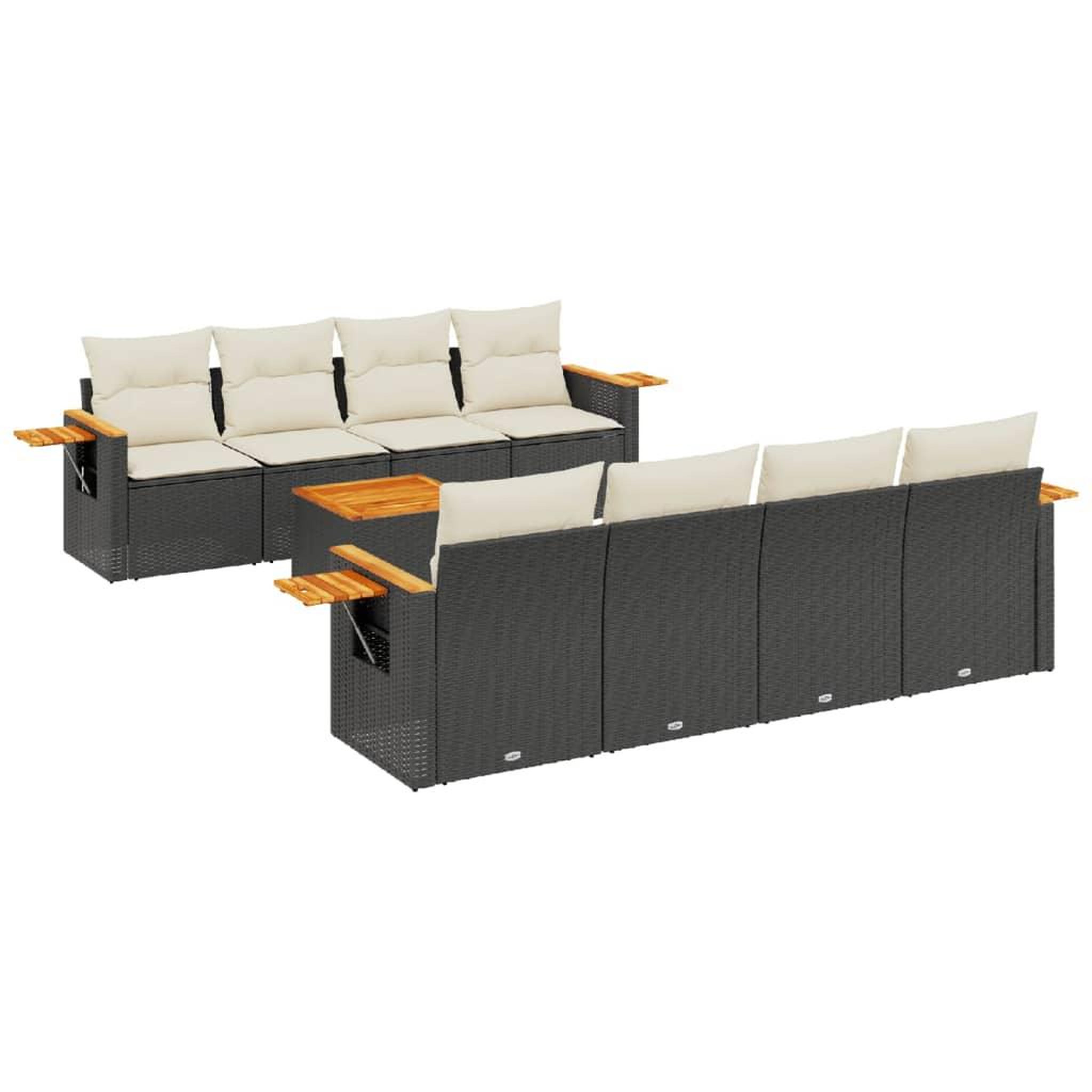 Voir la diapositive 2 : VIDAXL Salon de jardin 9 pcs avec coussins noir resine tressee