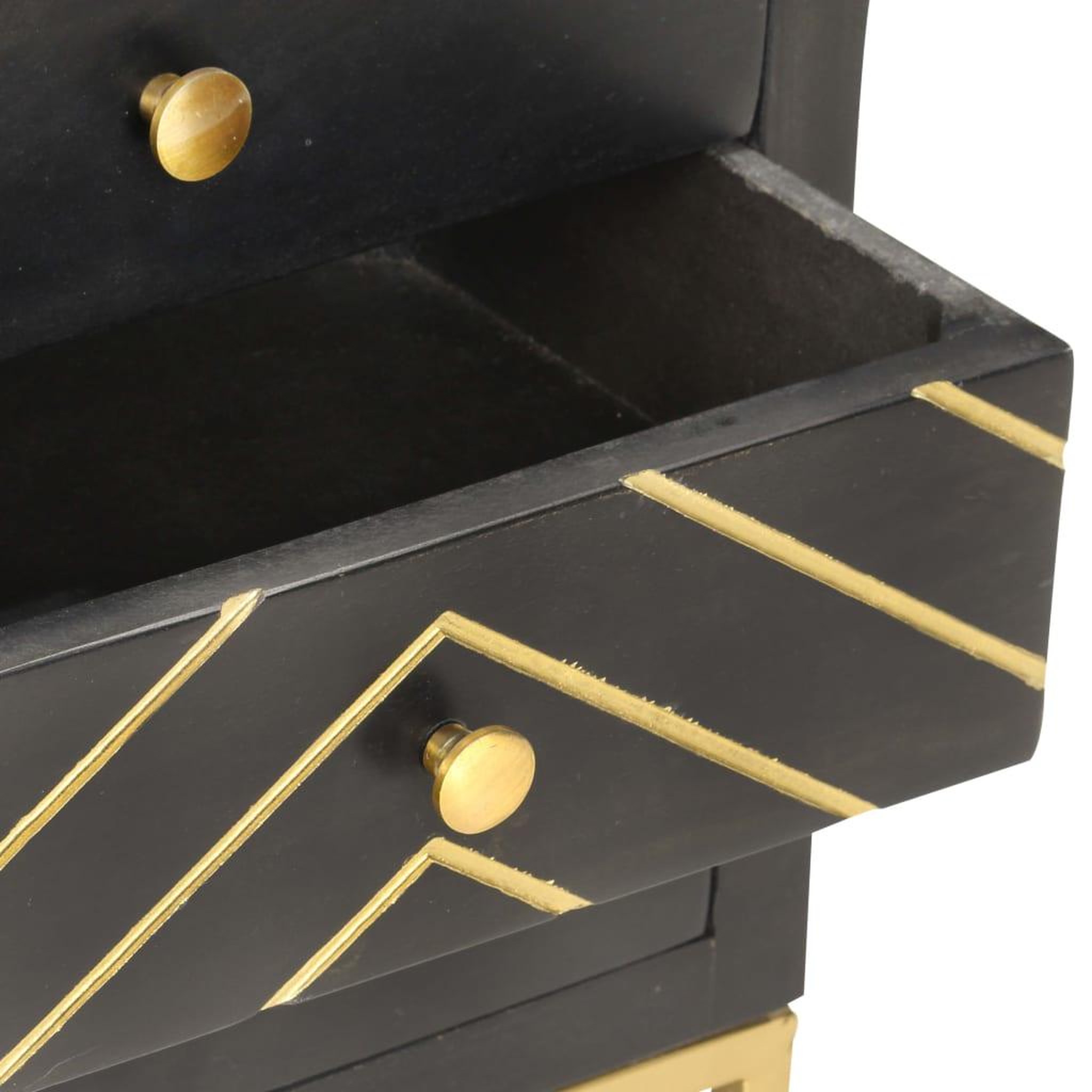 Voir la diapositive 5 : VIDAXL Table de chevet noir et dore 40x30x50cm bois de manguier massif