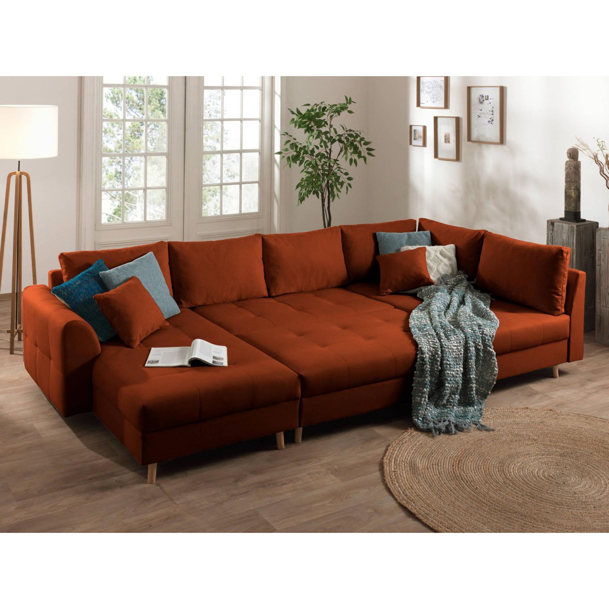 LISA DESIGN Rune - canapé panoramique - avec pouf d'appoint - 7 places - style scandinave - droit