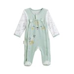 Petit Béguin Pyjama bébé en velours ouverture pont Kenya. Coloris disponibles : Vert