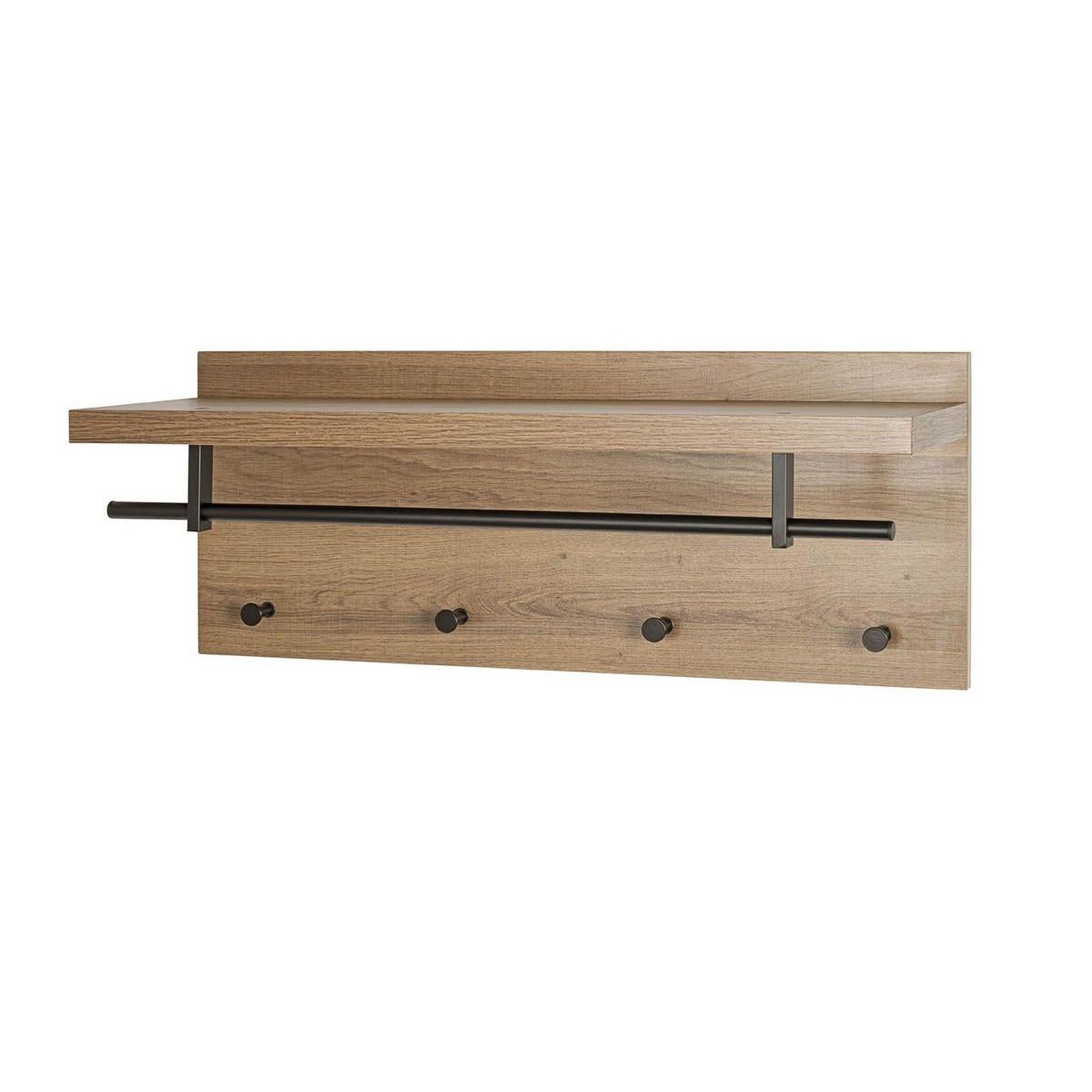 Paris Prix Patère murale & étagère  miranda  75cm chêne foncé & noir