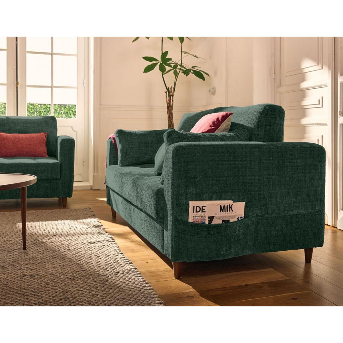 LISA DESIGN Anna - canapé droit 2 places avec poche en velours texturé