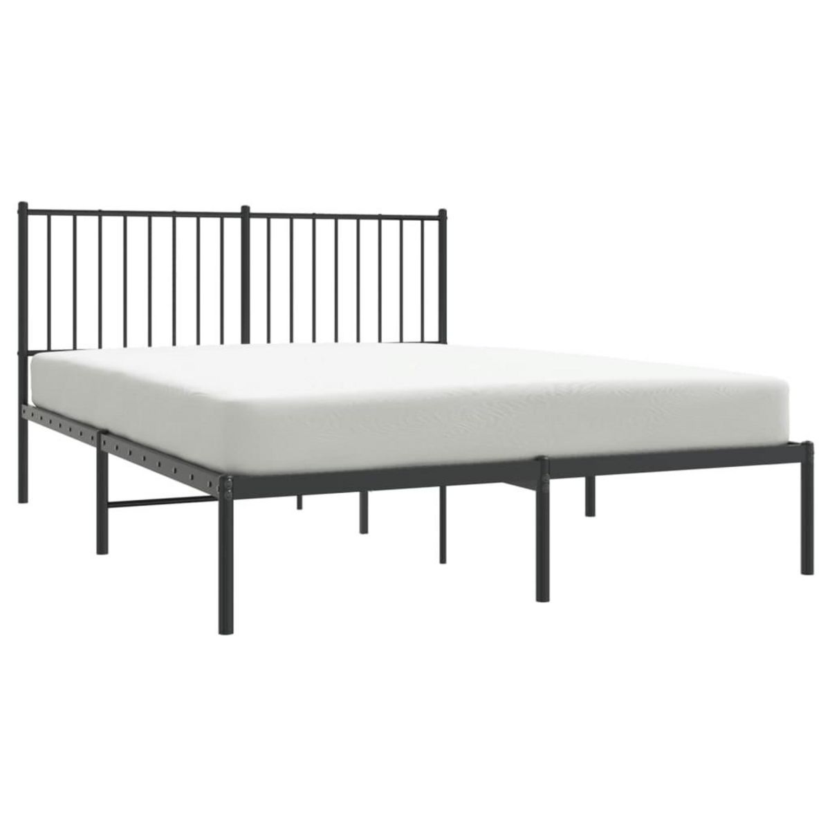 VIDAXL Cadre de lit metal sans matelas avec tete de lit noir 140x190cm