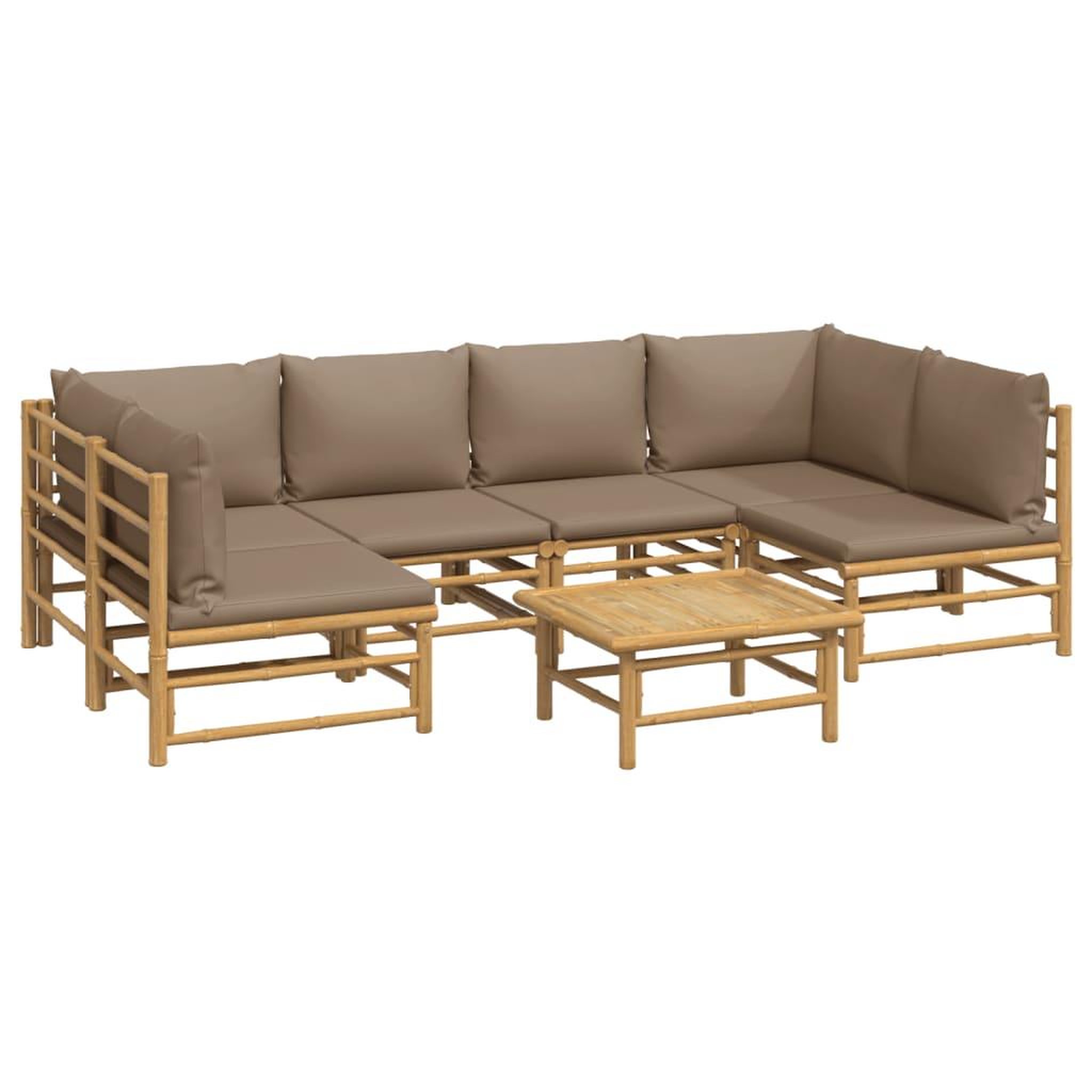 Voir la diapositive 3 : VIDAXL Salon de jardin 7 pcs avec coussins taupe bambou