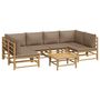 Voir la diapositive 3 : VIDAXL Salon de jardin 7 pcs avec coussins taupe bambou