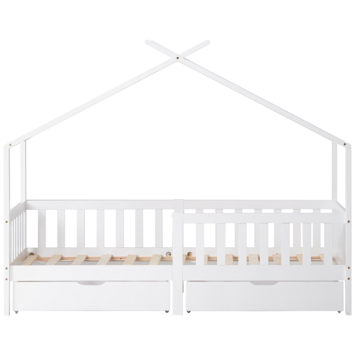 MERAX Lit cabane enfant 90x200cm pin coloris blanc