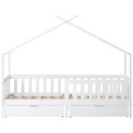 MERAX Lit cabane enfant 90x200cm pin coloris blanc