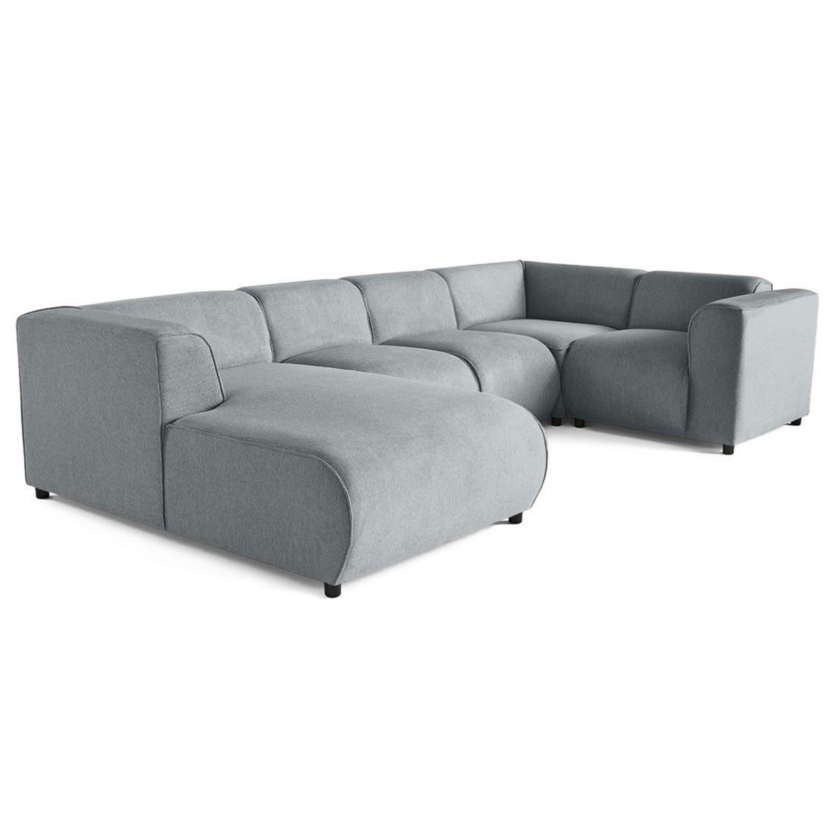 LISA DESIGN Suaro - canapé modulable panoramique d'angle droit 7 places en tissu texturé