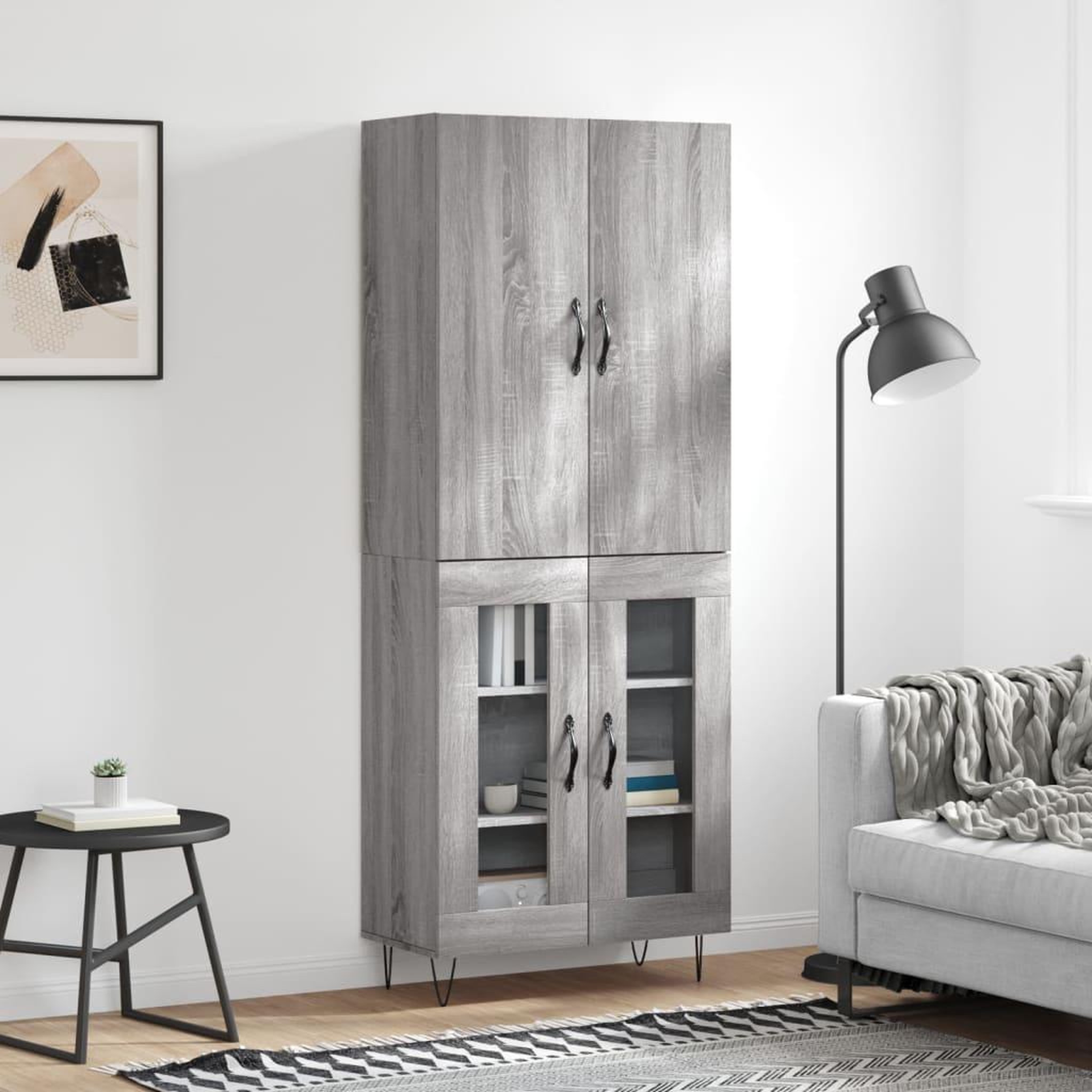 VIDAXL Buffet haut Sonoma gris 69,5x34x180 cm Bois d'ingenierie