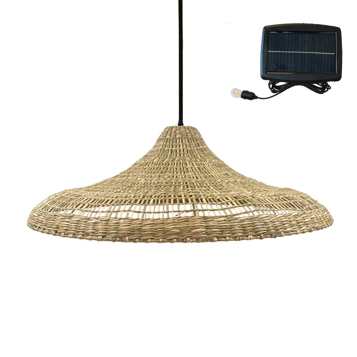 Lumisky Suspension solaire bohème FREYA LARGE Beige Herbe marine D70 cm