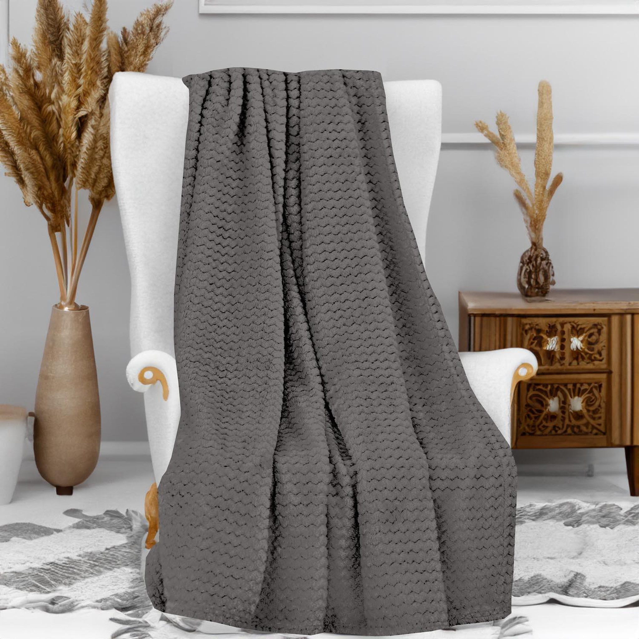 Voir la diapositive 2 : SOLEIL D'OCRE Couverture, plaid microfibre cocooning, par soleil d'ocre
