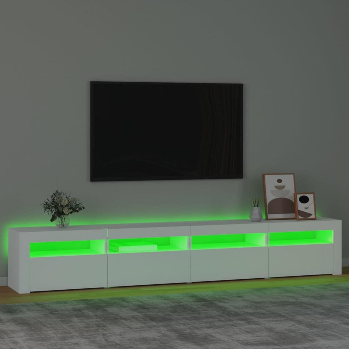 VIDAXL Meuble TV avec lumieres LED Blanc 240x35x40 cm