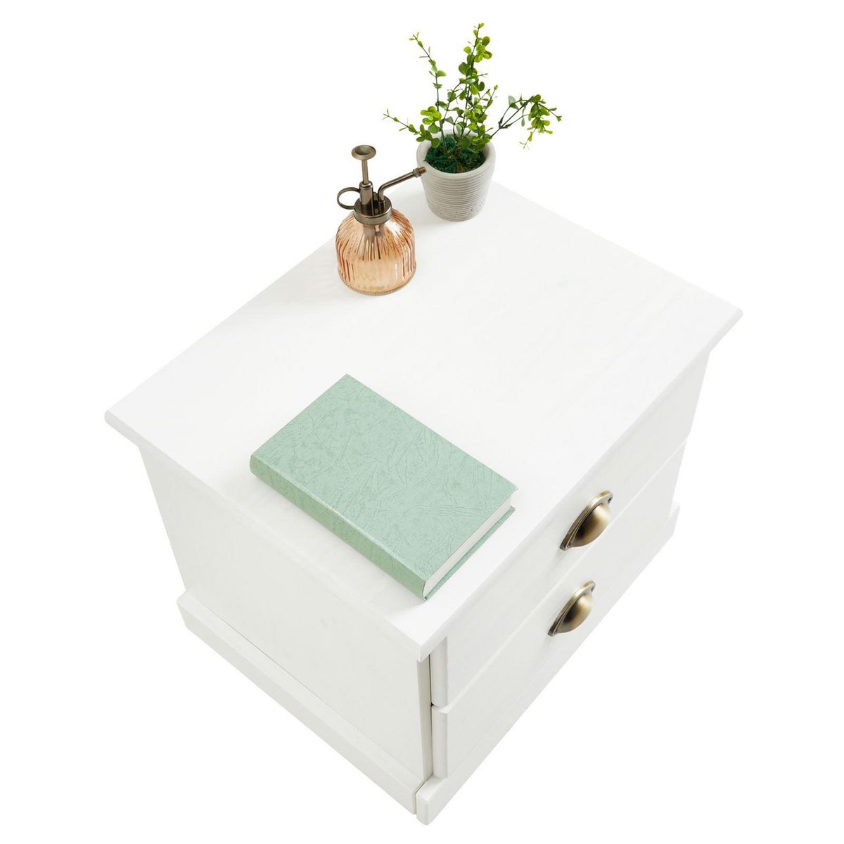 IDIMEX Table de chevet PARIS en pin massif, 2 tiroirs