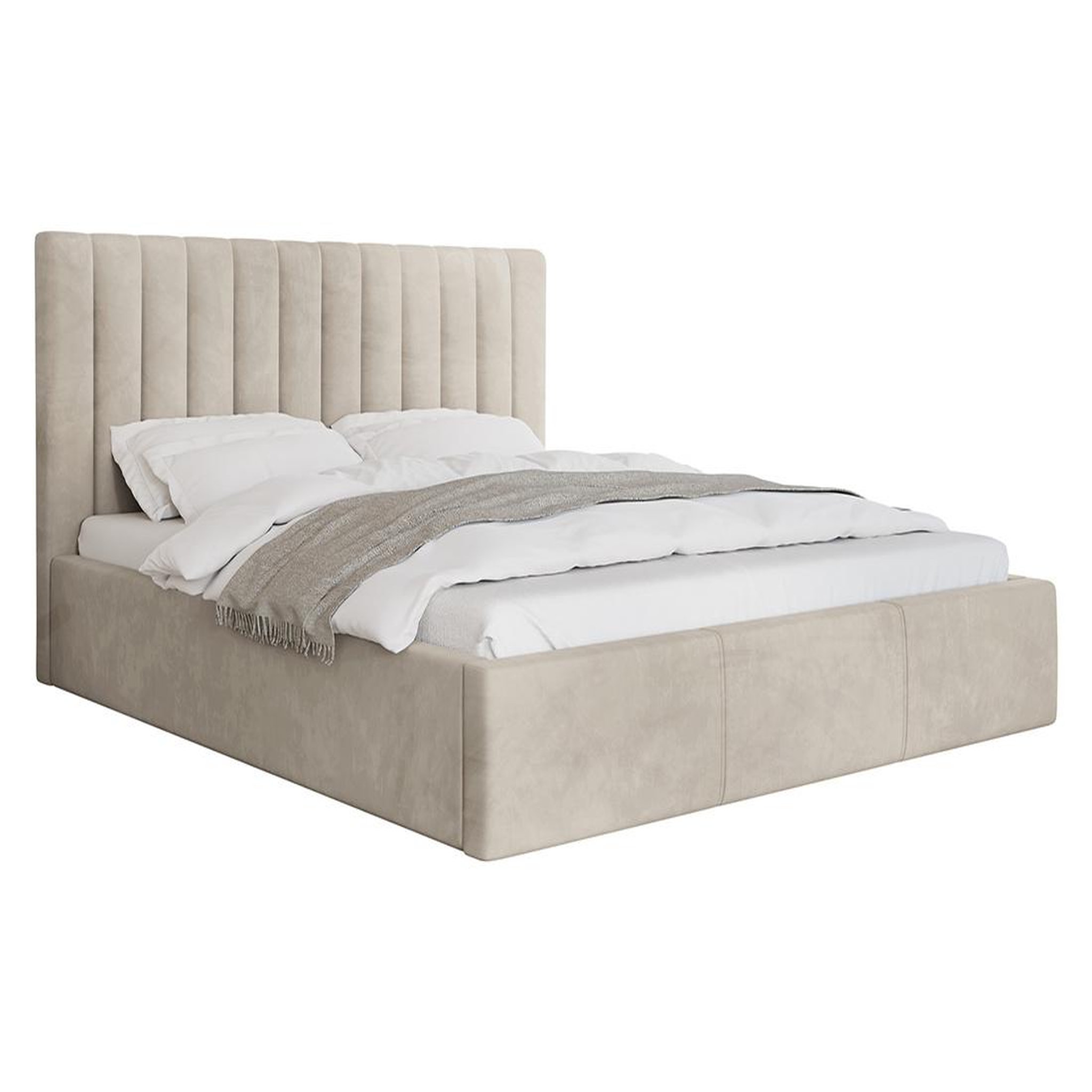 BEST MOBILIER Rosario - lit coffre - 180x200 - sommier inclus - en velours. Coloris disponibles : Beige, Vert, Gris, Bleu