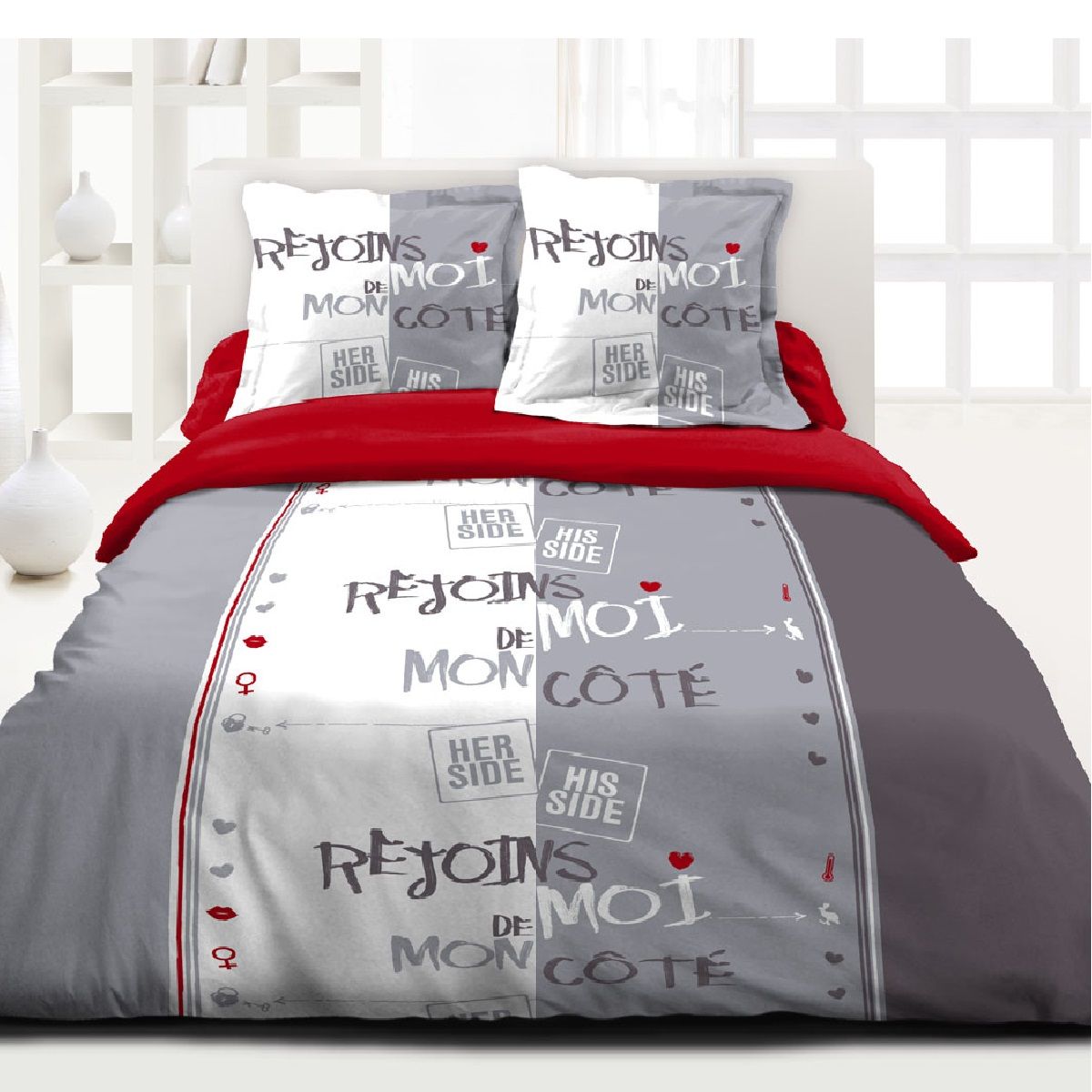 Parure housse de couette coton COUPLE