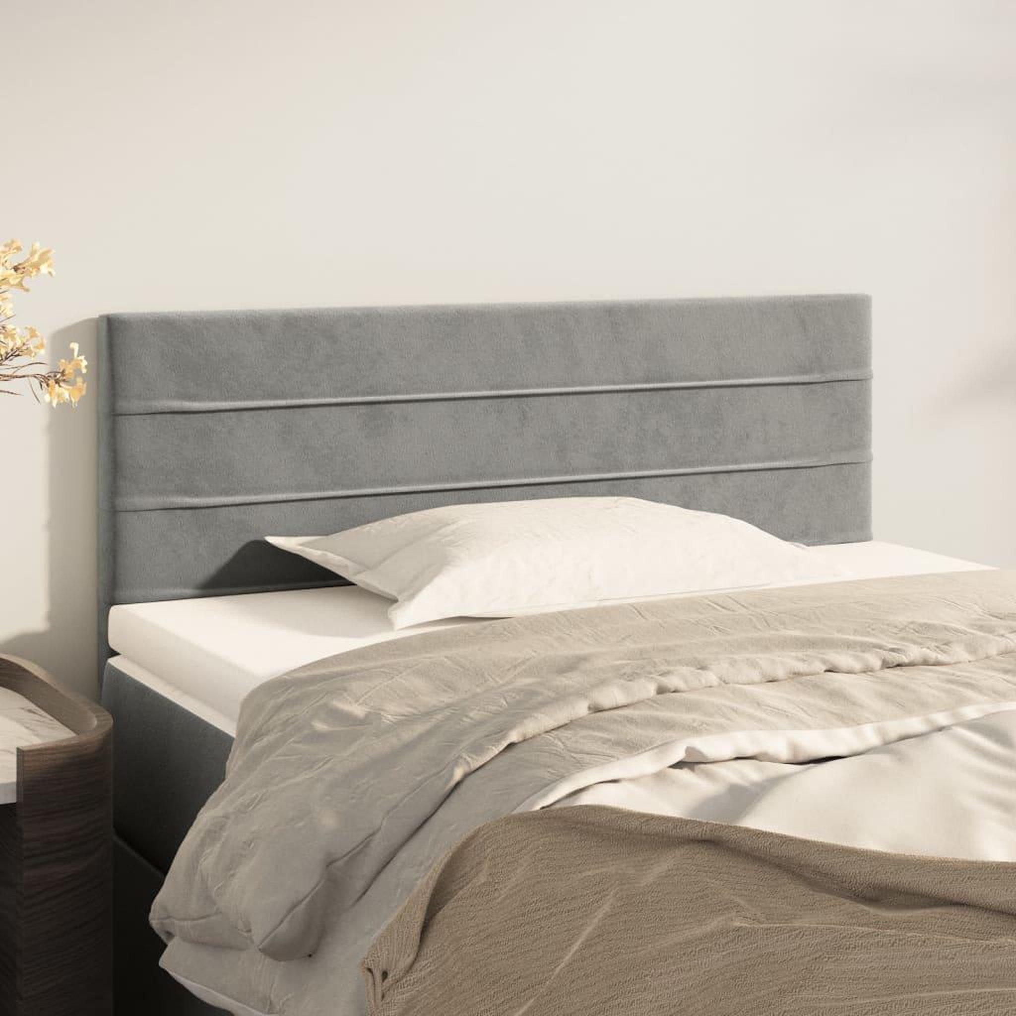 Voir la diapositive 1 : VIDAXL Tete de lit Gris clair 100x5x78/88 cm Velours