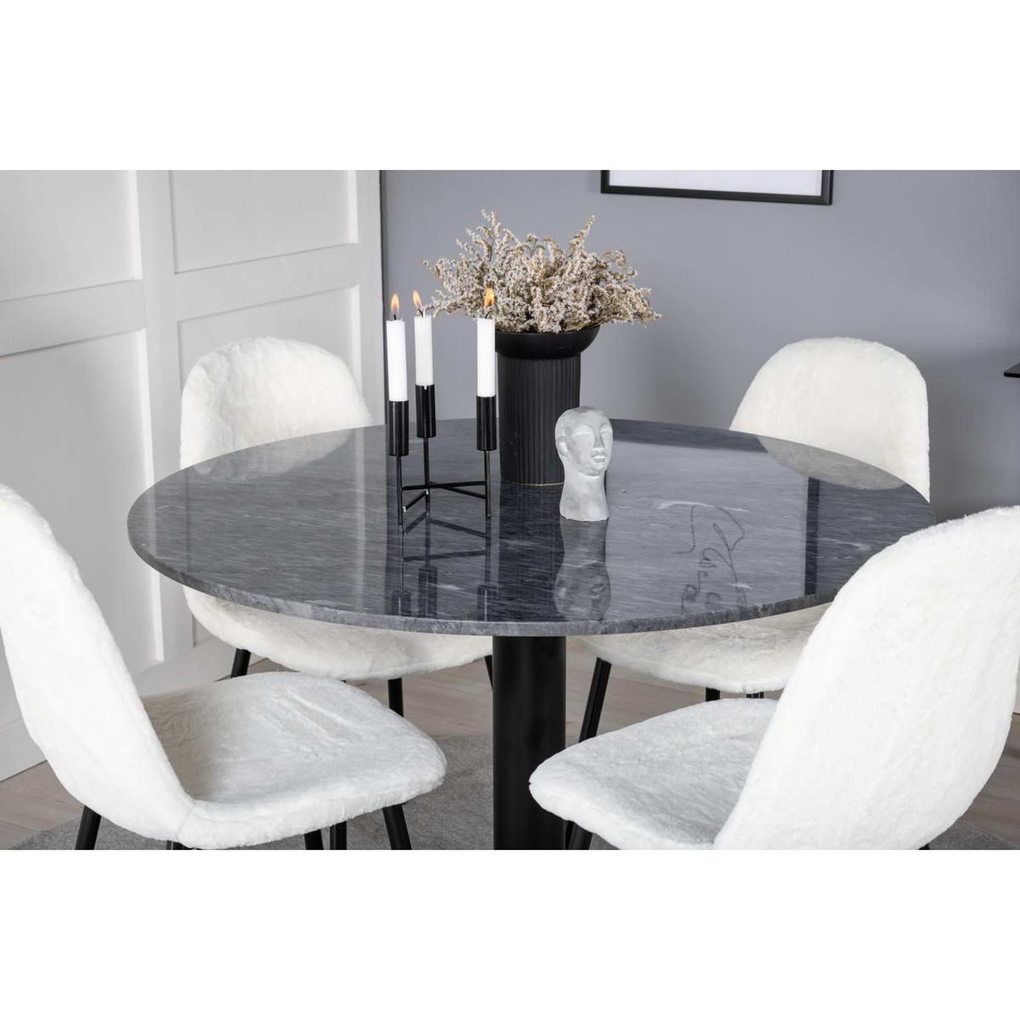 Voir la diapositive 6 : Paris Prix Ensemble table à manger & 4 chaises  estelle i & polar i  106cm gris foncé