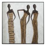 Paris Prix Tableau Peinture Déco  3 Femmes Africaines  120cm Multicolore