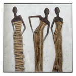 Paris Prix Tableau Peinture Déco  3 Femmes Africaines  120cm Multicolore