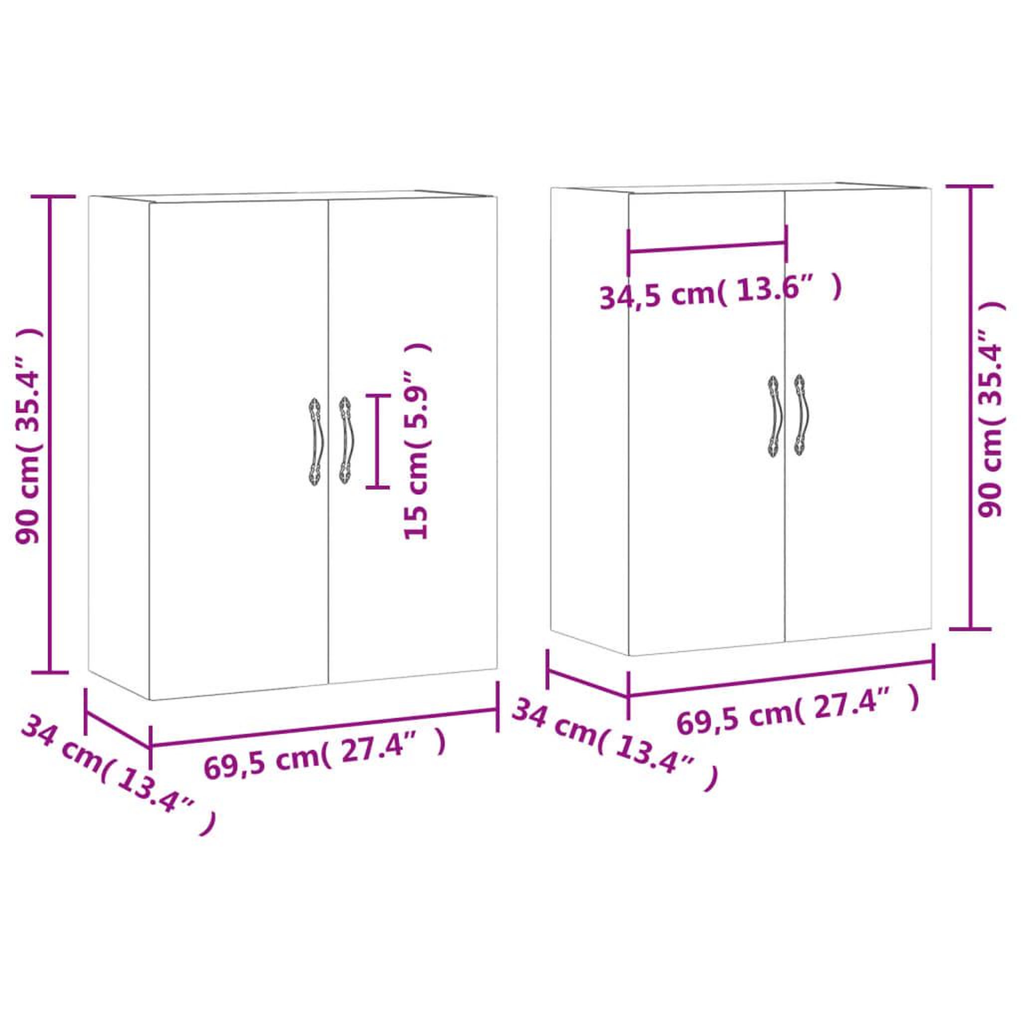 Voir la diapositive 6 : VIDAXL Armoires murales 2 pcs gris beton bois d'ingenierie