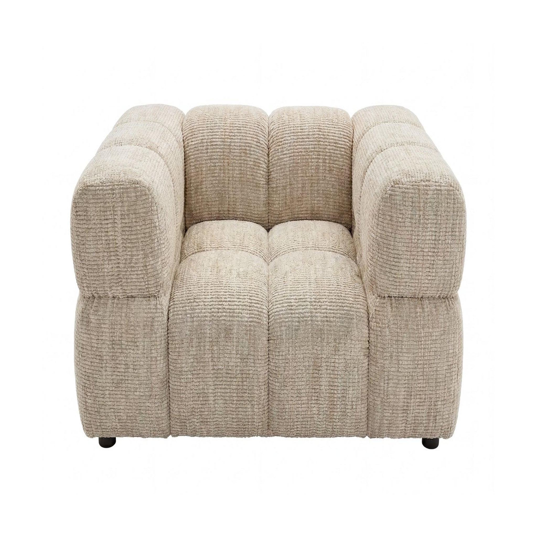 CASANOVA PARIS Gustave - fauteuil tissu chenille. Coloris disponibles : Beige, Vert, Bleu, Marron, Gris