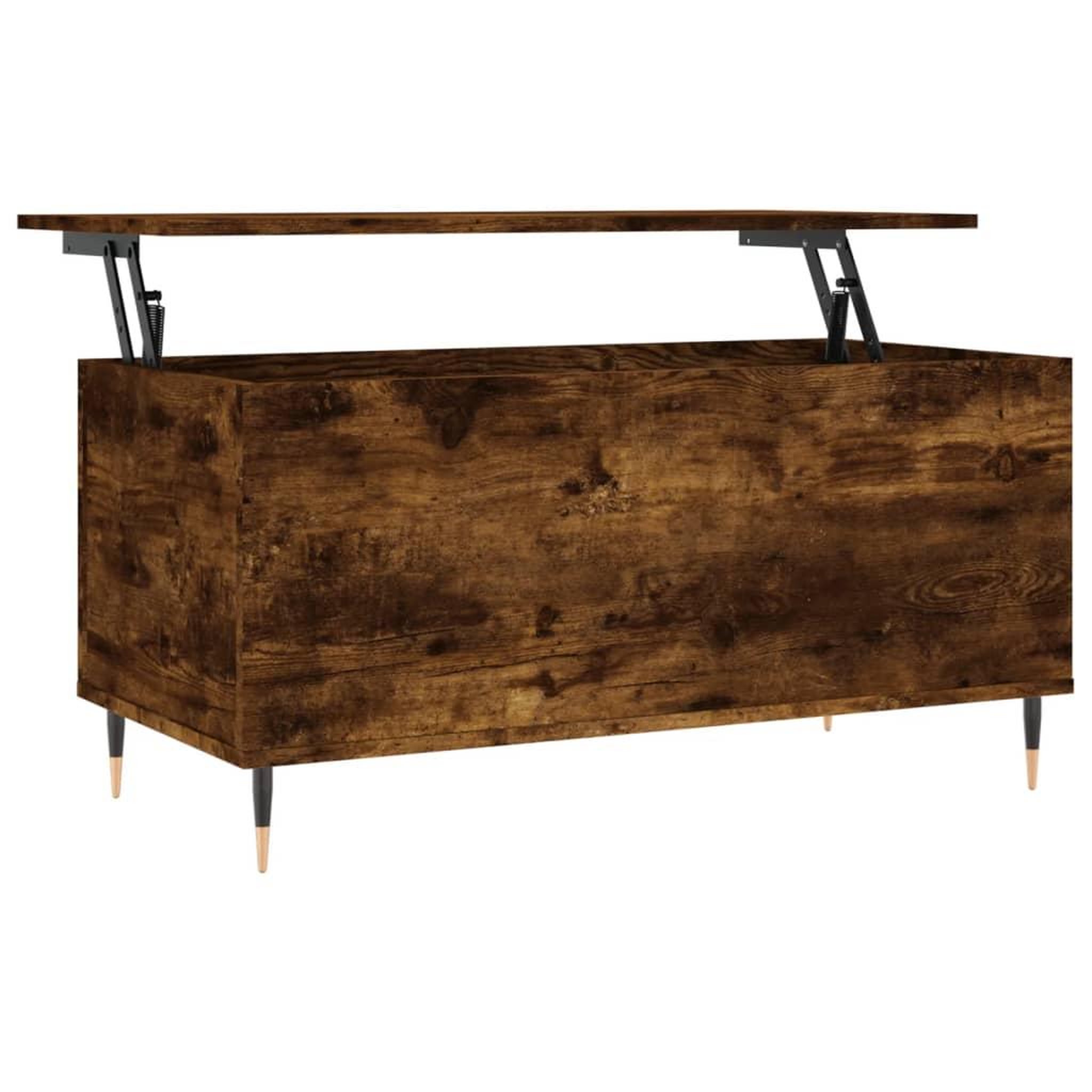 Voir la diapositive 2 : VIDAXL Table basse Chene fume 90x44,5x45 cm Bois d'ingenierie
