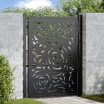 VIDAXL Portail de jardin noir 105x130 cm acier conception de flamme