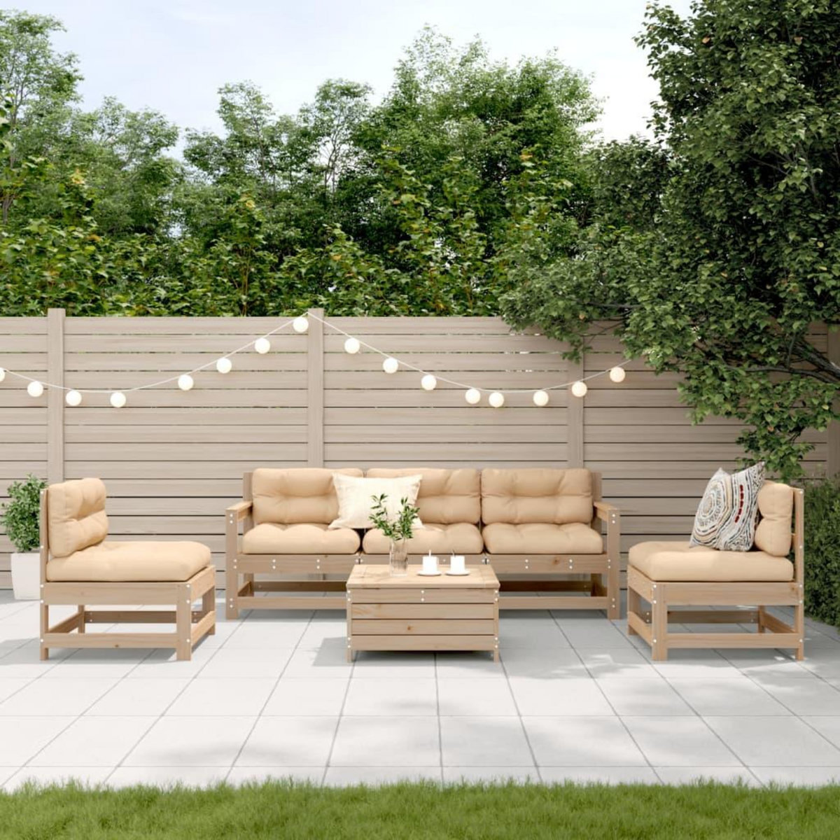 VIDAXL Salon de jardin 6 pcs avec coussins Bois de pin massif