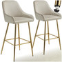 Voir la diapositive 1 : tectake Tabouret de bar en aspect velours rembourré crème/or Ensemble de 2 pièces