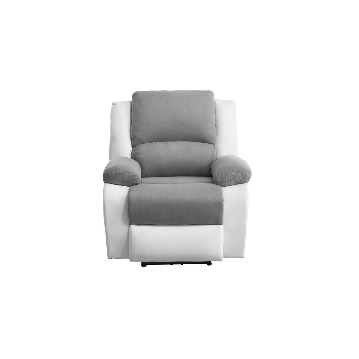 Fauteuil relax électrique pu blanc + tissu gris HELENA