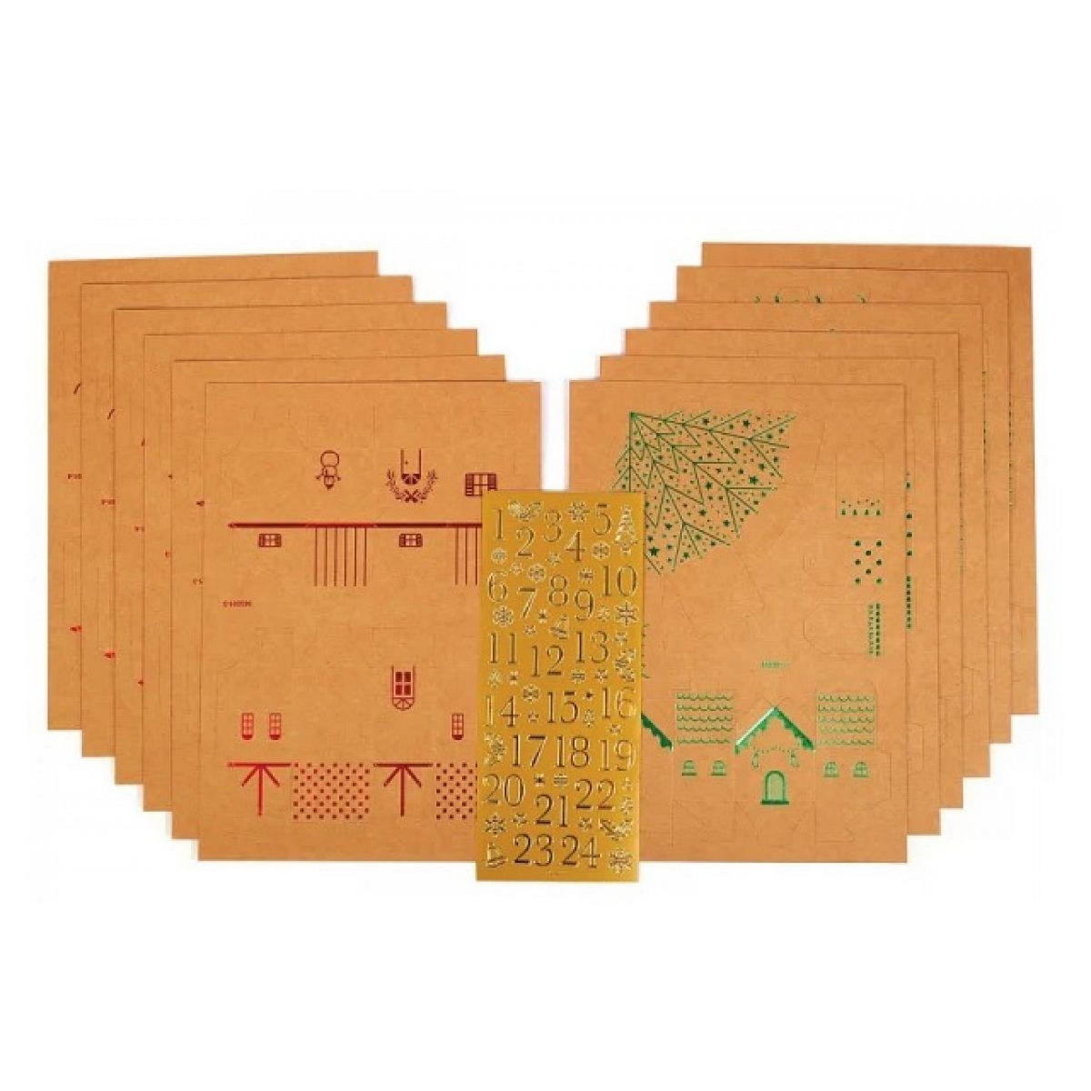 Graine créative Calendrier de l'Avent en Kraft Métallisé avec Maisons et Arbres