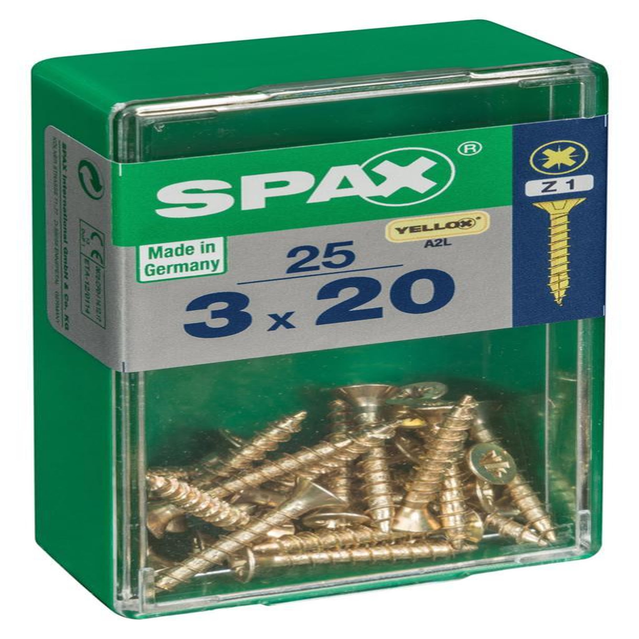 CENTRALE BRICO Lot de 25 vis acier tête fraisée pozidriv SPAX, Diam.3 mm x L.20 mm