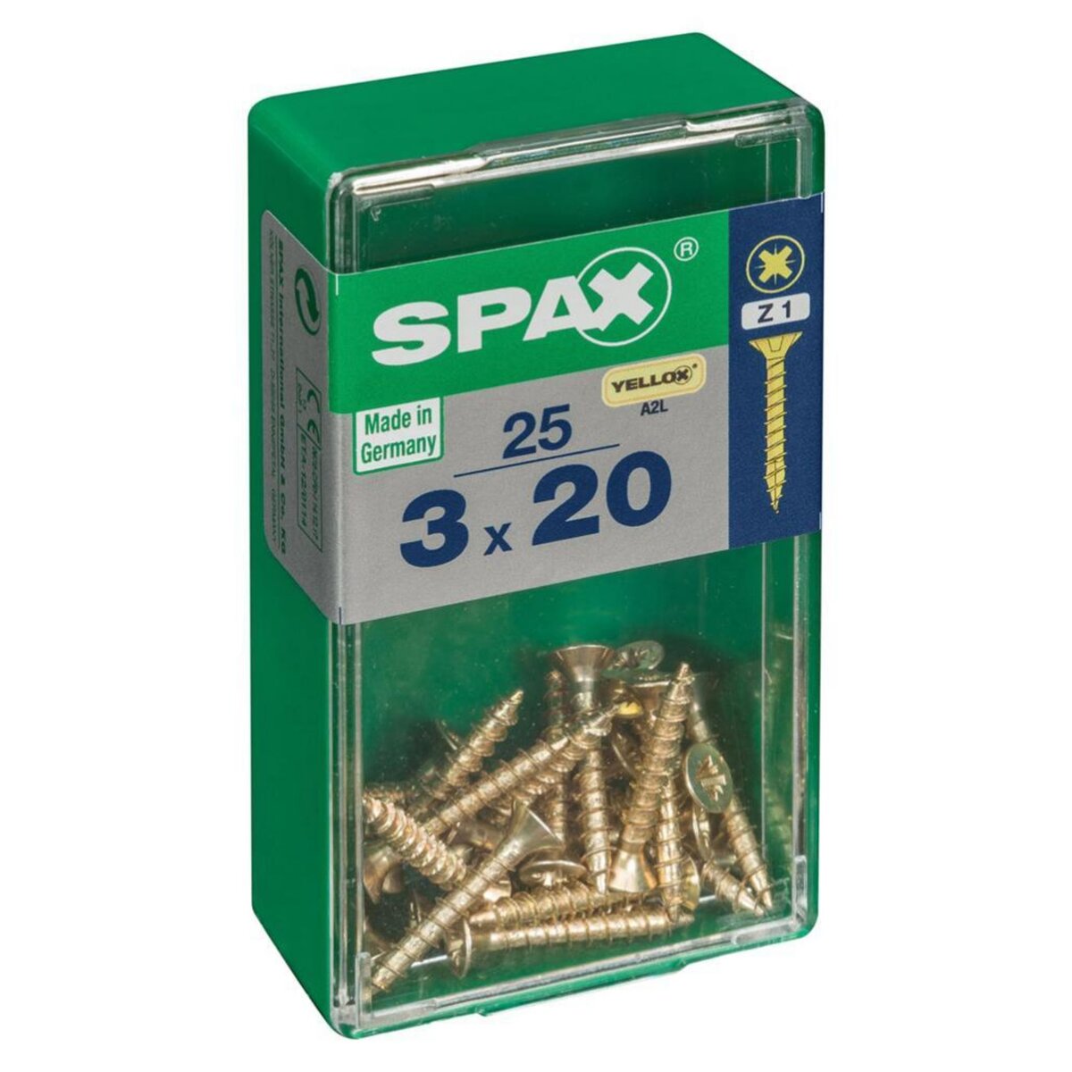 CENTRALE BRICO Lot de 25 vis acier tête fraisée pozidriv SPAX, Diam.3 mm x L.20 mm