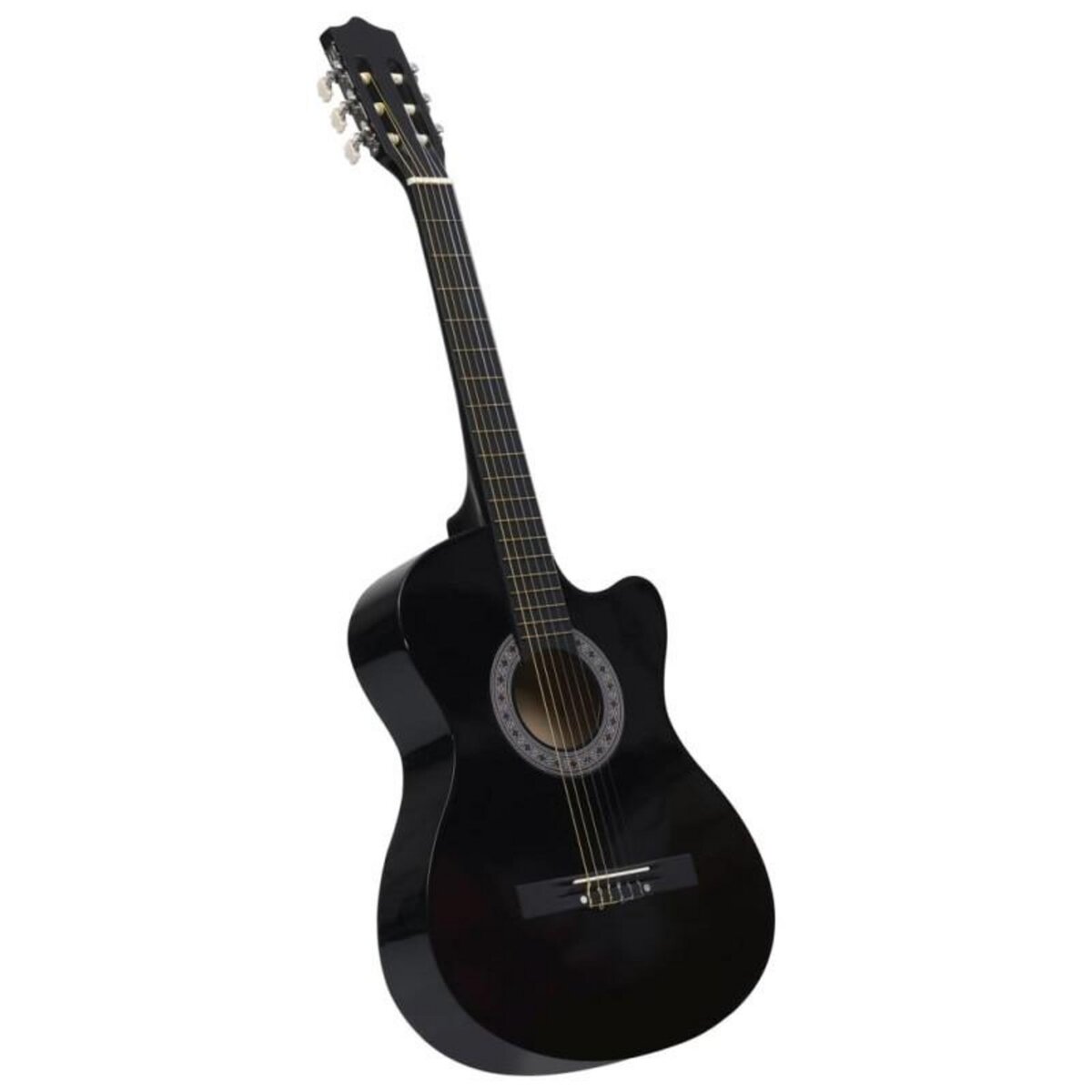 VIDAXL Guitare découpée classique occidentale avec 6 cordes Noir 38