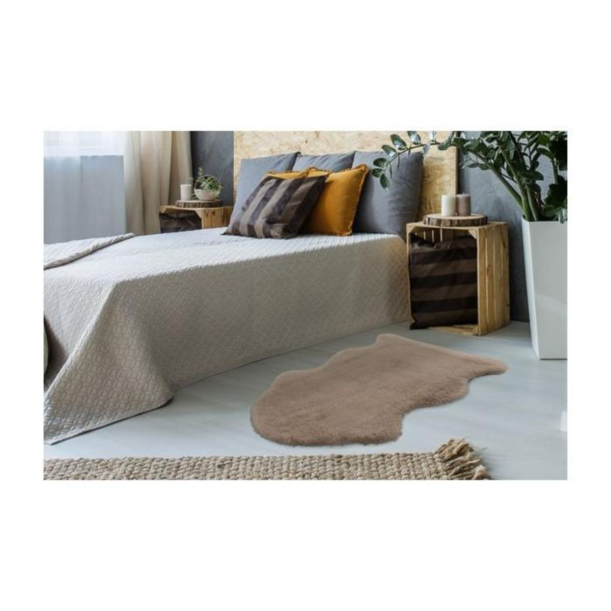 Paris Prix Tapis Imitation Fourrure  Kunda  60x90cm Taupe