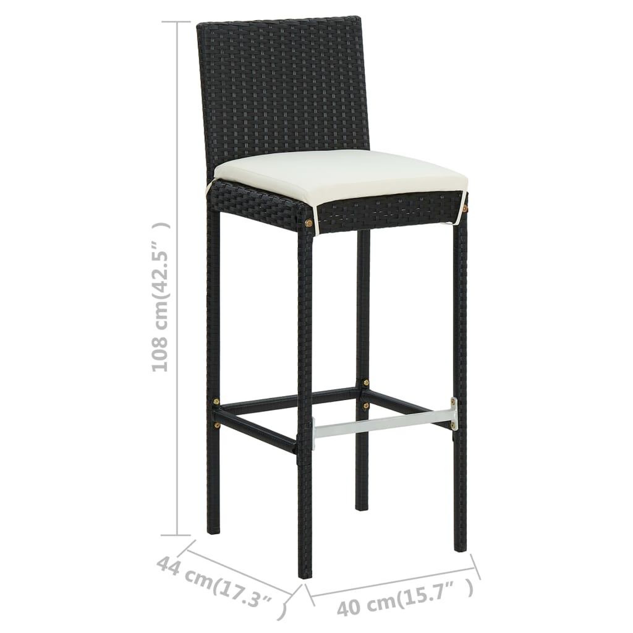 Voir la diapositive 6 : VIDAXL Ensemble de bar d'exterieur 5 pcs coussins Resine tressee Noir