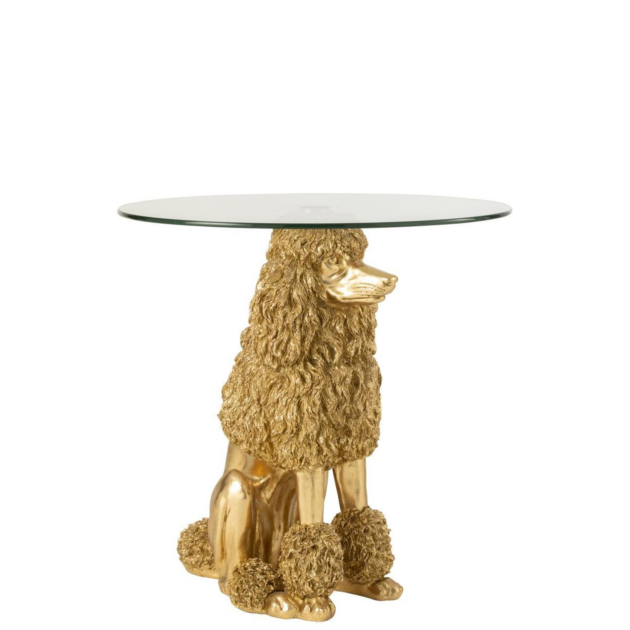 Voir la diapositive 2 : J-LINE Table d'Appoint Caniche  Trina  62cm Doré