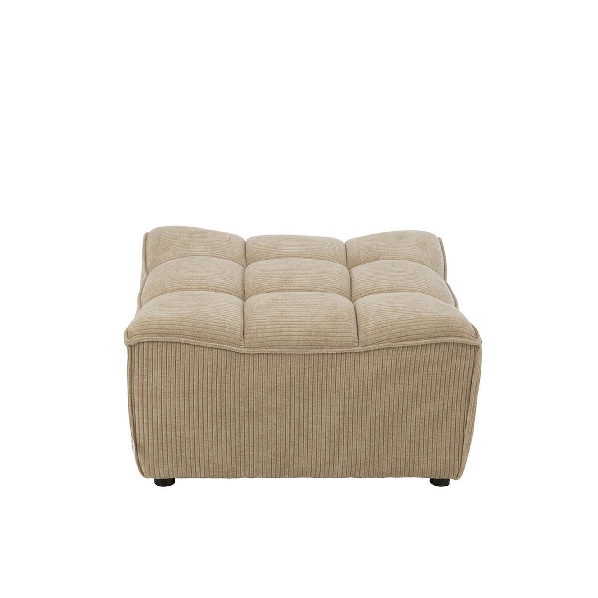 Voir la diapositive 2 : J-LINE Pouf matelassé  grid  92cm beige foncé