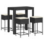 Voir la diapositive 2 : VIDAXL Ensemble de bar de jardin 5 pcs avec coussins noir poly rotin