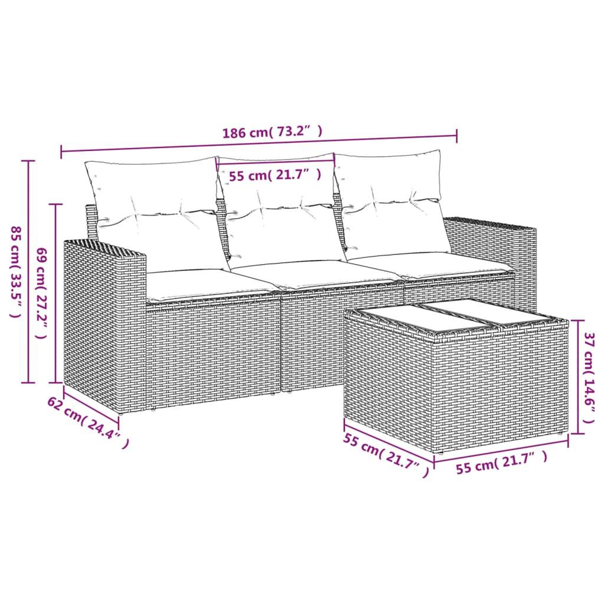 Voir la diapositive 4 : VIDAXL Salon de jardin 4 pcs avec coussins gris resine tressee