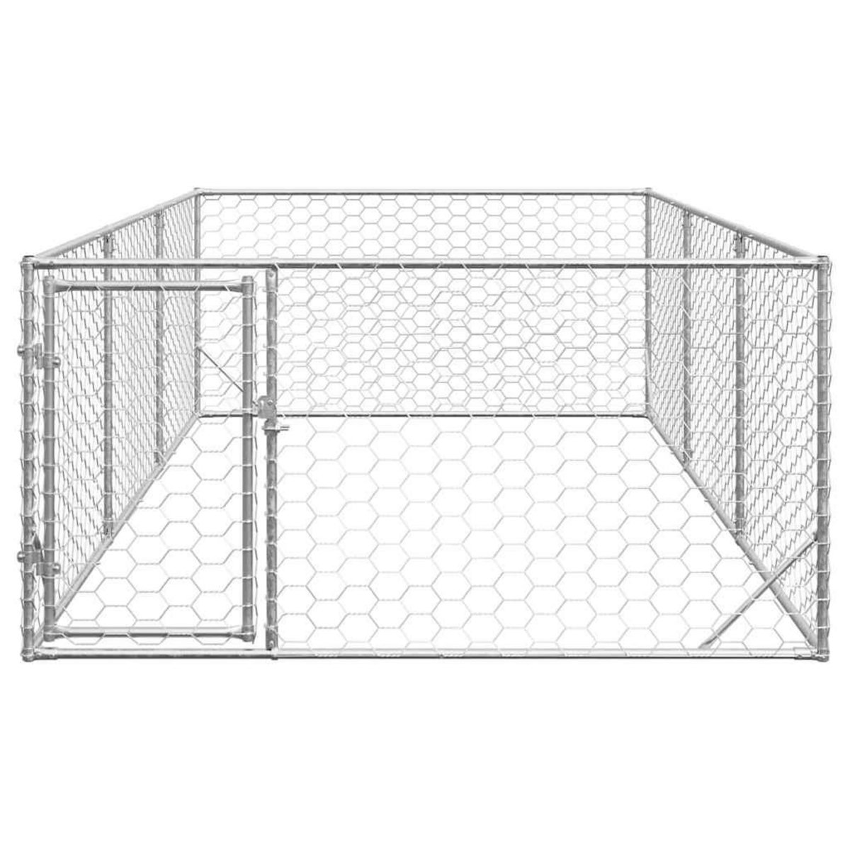 VIDAXL Chenil d'exterieur pour chiens porte 2x4x1 m acier galvanise